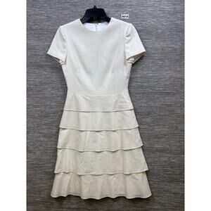 Valentino Dress Womens 4 White Layered Ruffle Fit & Flare Knee Length Formal
